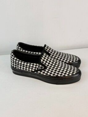 M8 W9.5-VANS LX Classic Slip-On 98 Skate Sneaker Houndstooth Black/White-507452